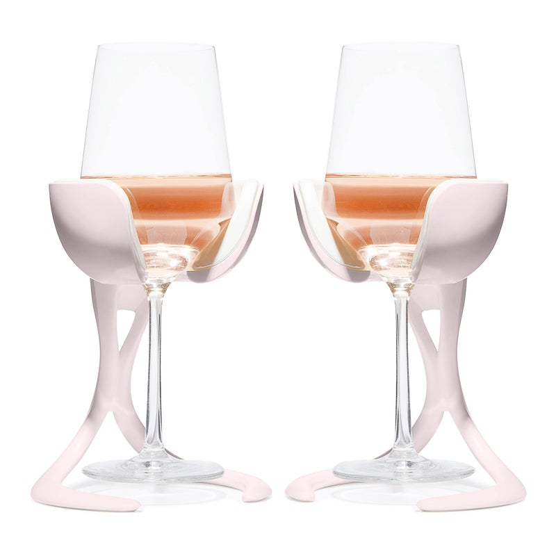 VoChill Stemmed Wine Glass Chiller | Made in USA | Radically cool wine tool â€“ keeps wine perfectly chilled in your glass | Refreezable Chill Cradle actively chills (Blush, Pair) - Image 1